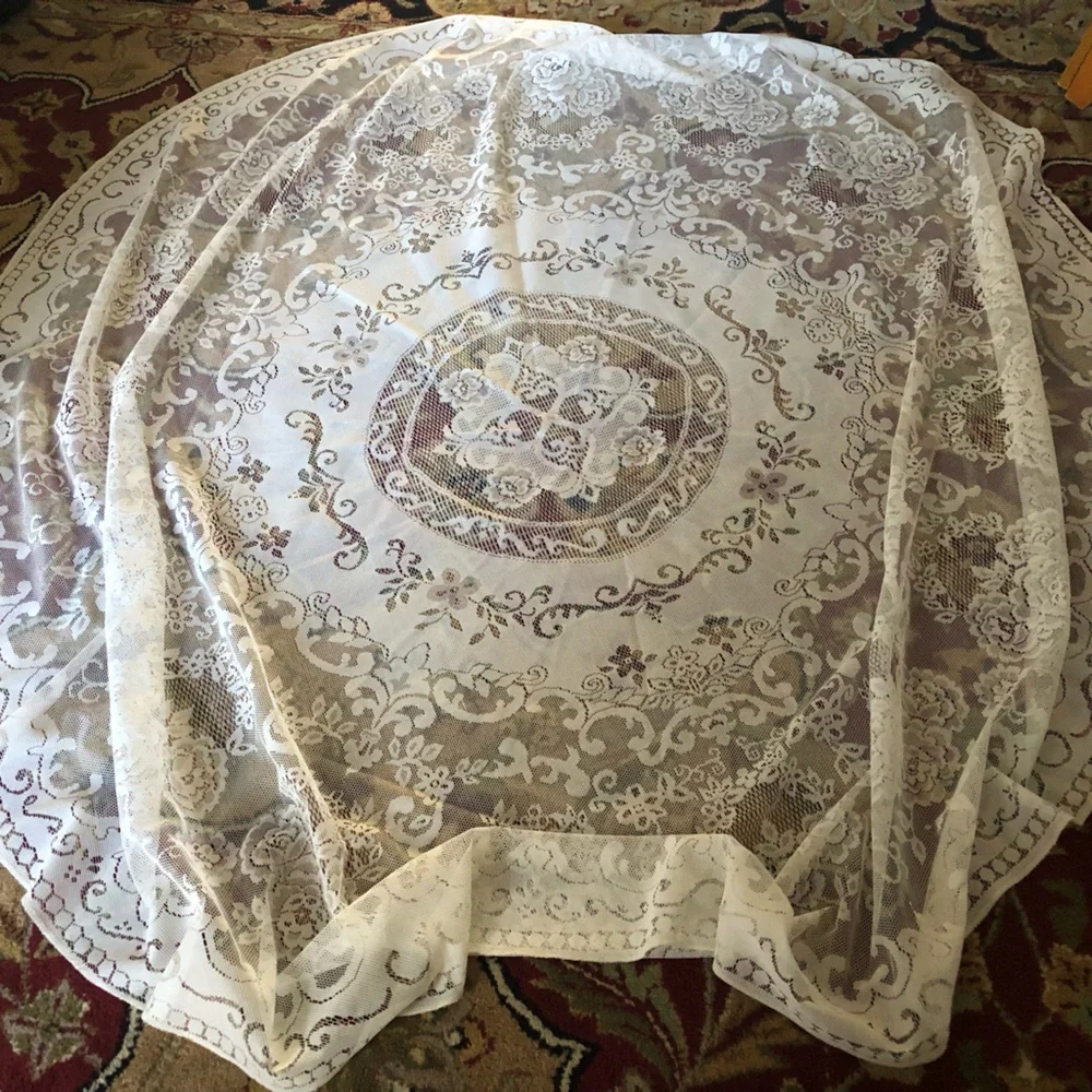 Antique Lace Tablecloth 60” round polyester